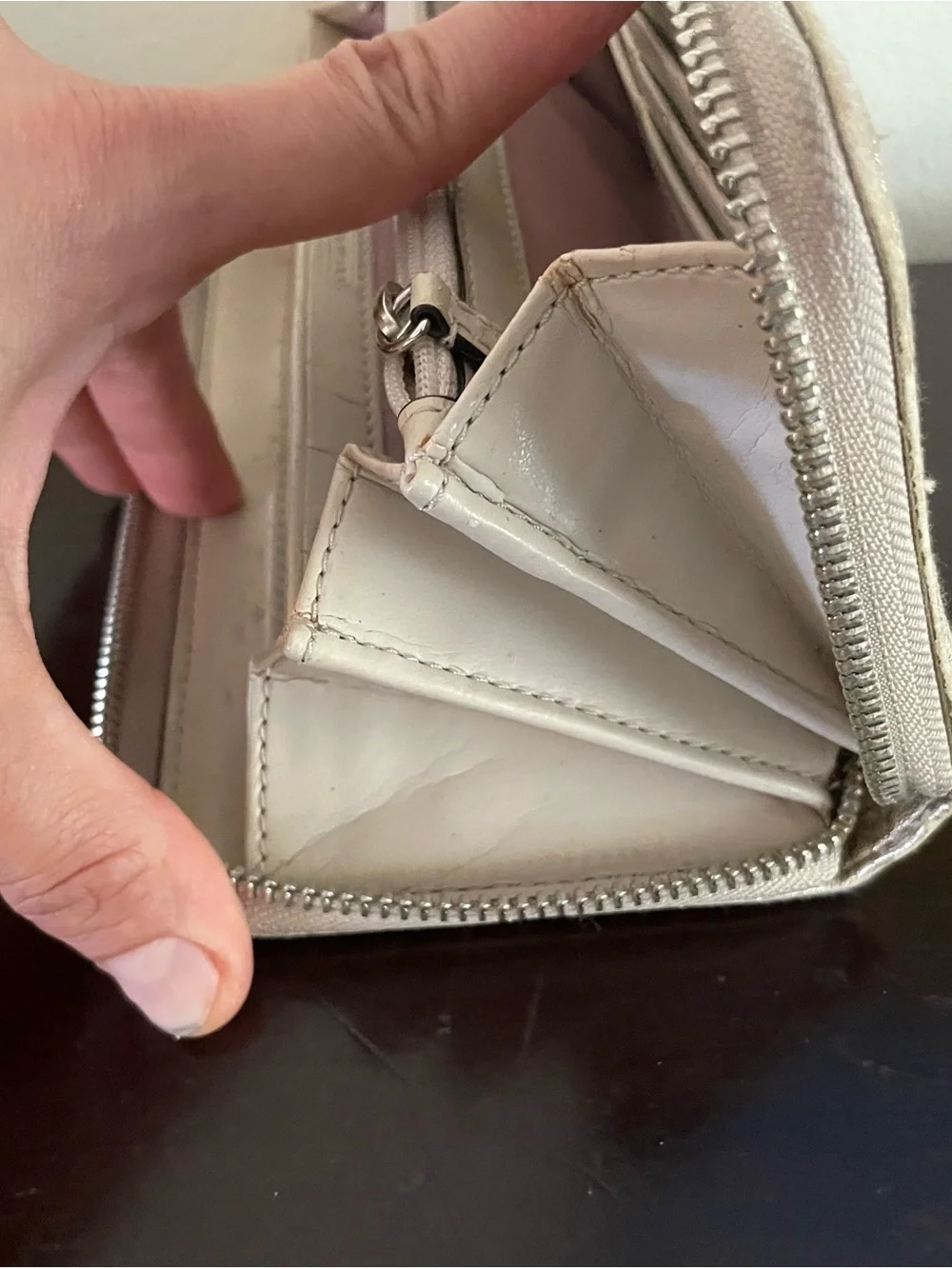 Coach Metallic Trim Signature Canvas Bow Wristlet in Beige